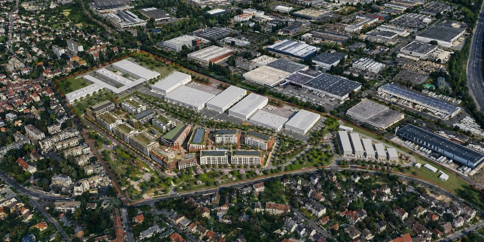 Concept masterplan render of the Cité Vivante district