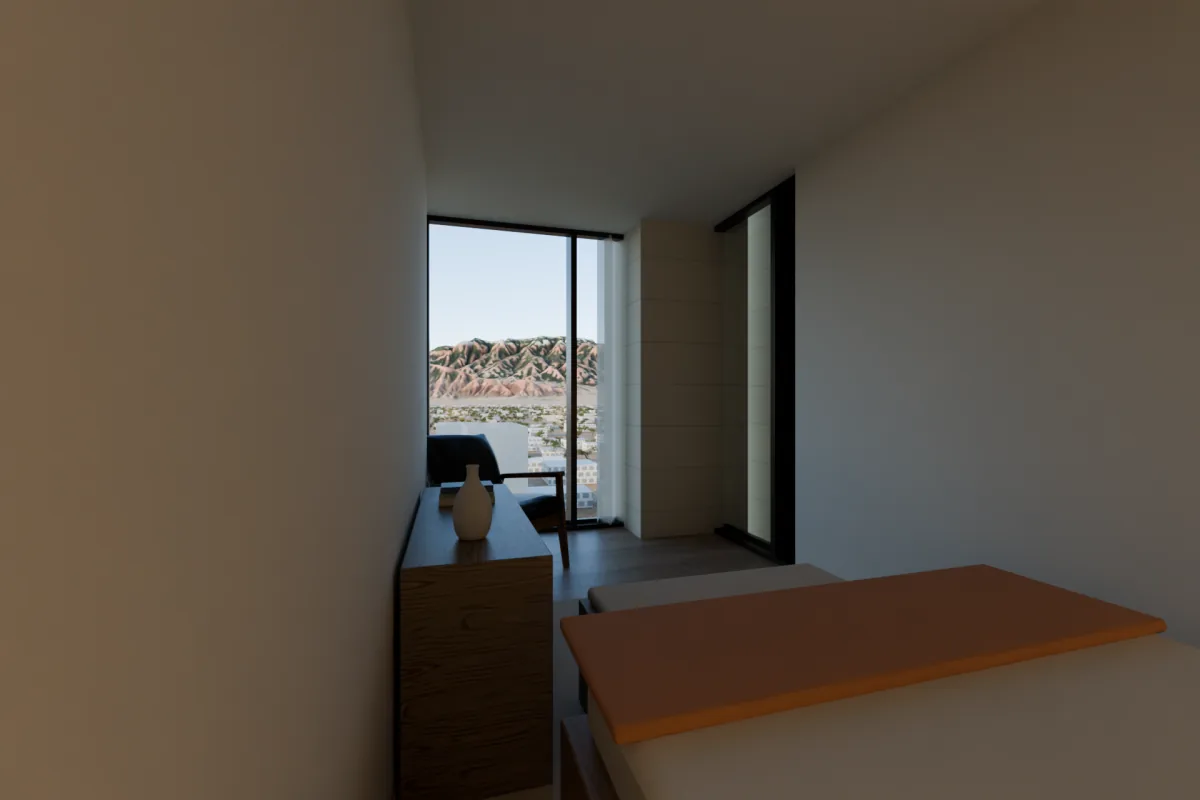 Corner bedroom with windows on two sides.